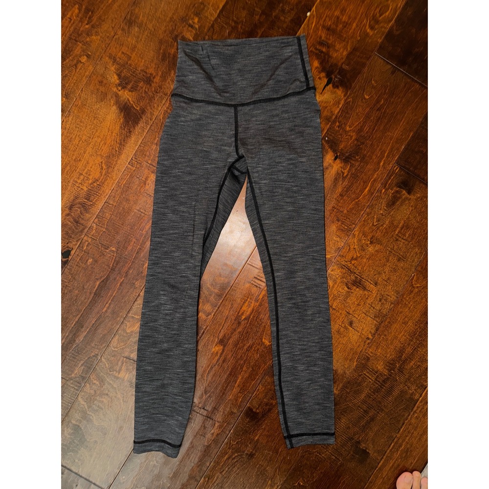 Lululemon Wunder Under High-Rise Leggings Size 2 Heathered Black Grey Space Dye
